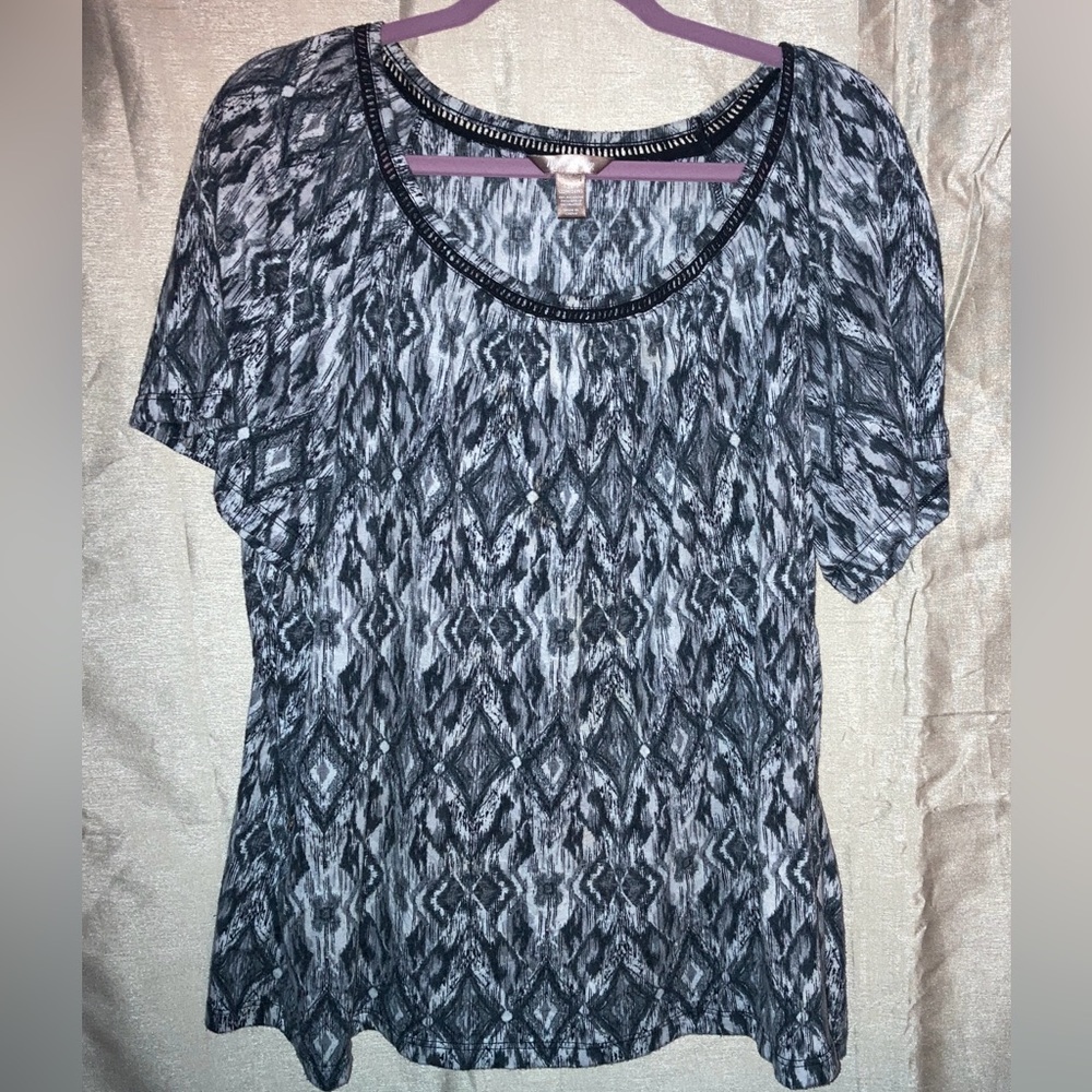 Women’s White Stag Blouse Top Plus Size 3X (22W/24W) Scoop Neck